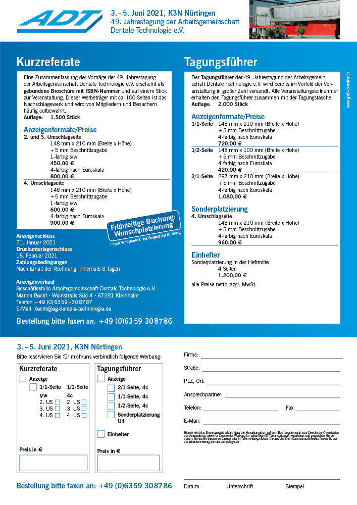 Mediadaten 21 Adt Arbeitsgemeinschaft Dentale Technologie E V